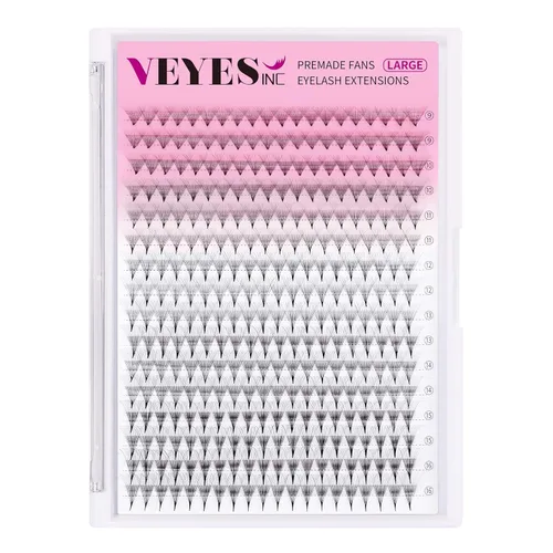 Miniatura 21 de VEYES INC Extensiones de pestañas postizas en abanico 3D-24D C/D rizo natural y volumen mixto, suministros de pestañas profesionales, negro mate 10D