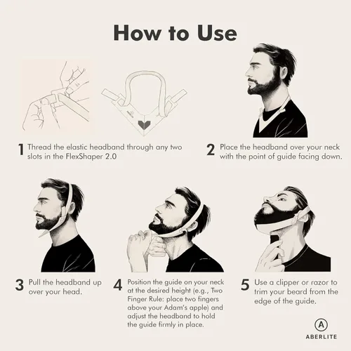 Miniatura 3 de Aberlite FlexShaper 2.0 - Moldeador de barba para hombres - Guía de cuello flexible y sin manos - Herramienta de recorte de barba - Kit