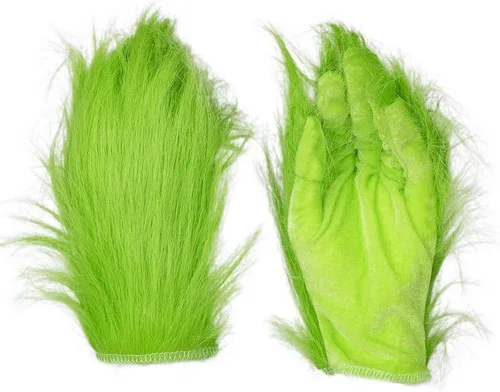 Miniatura 7 de WPOZD Guantes de felpa verde de Navidad, guantes verdes accesorios de juego de rol