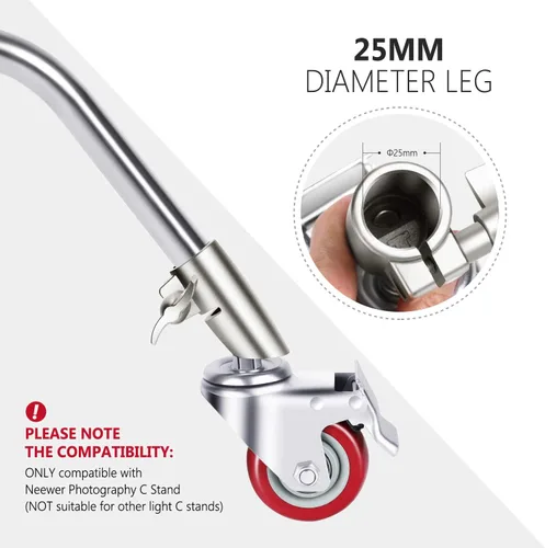 Miniatura 3 de Neewer Juego de 3 ruedas giratorias profesionales con 2.953 in de diámetro, construcción de metal duradero con base de goma, solo compatible