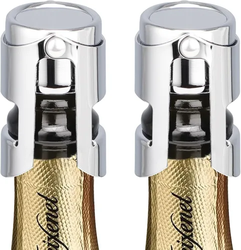 Miniatura 11 de HYZ Tapones para champán, paquete de 2, tapón de botella de vino espumoso de acero inoxidable con sello hermético de silicona pura, protector
