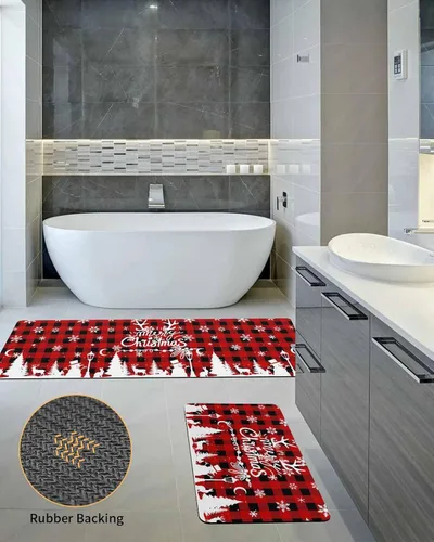 Miniatura 5 de Tapete de baño de Navidad para bañera, antideslizante, de secado rápido y absorbente, con tierra de diatomeas, fregadero de cocina, lavable, tapete