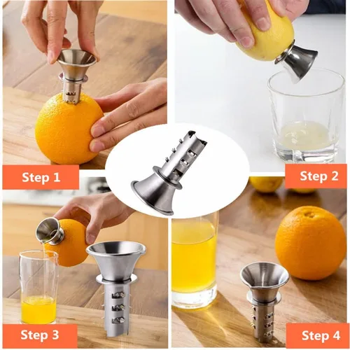 Miniatura 5 de Escariador manual del exprimidor del exprimidor del limón del acero inoxidable, Juicer de mano de la fruta cítrica y vertedor de naranja