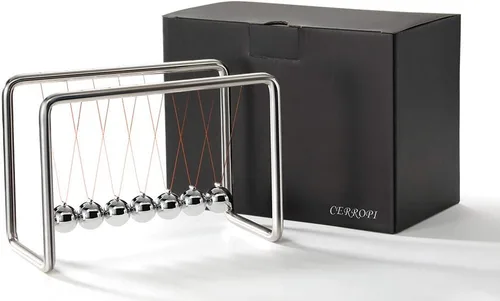 Miniatura 6 de CERROPI Péndulo de Newton con 7 Bolas, Bola de Equilibrio Clásica de Newton, Más de 30 Seg de Tiempo de Balanceo, Dispositivo de Física Científica