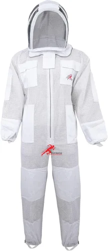 Miniatura 8 de Eufórico traje de abeja de 3 capas, traje de apicultura ventilado, traje de apicultor a prueba de picaduras, traje de cerco de velo de abeja