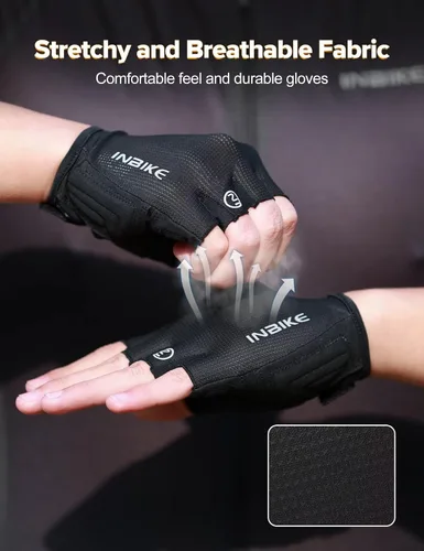 Miniatura 3 de INBIKE Guantes de ciclismo Guantes de ciclismo que absorben los golpes, transpirables, antideslizantes, sin dedos, para hombres y mujeres