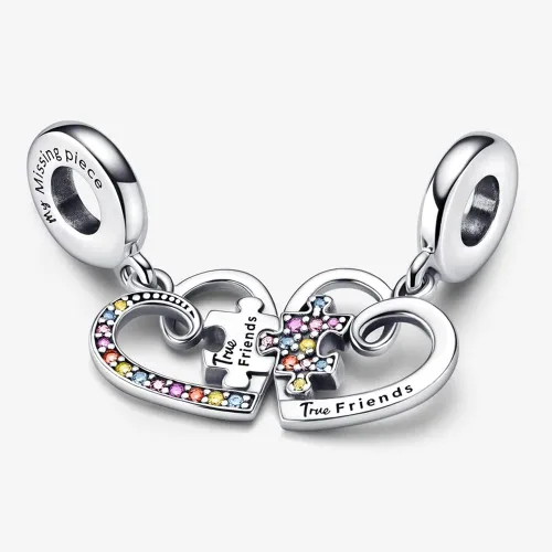 Miniatura 3 de Bellestory - Pulsera de plata de ley con forma de rompecabezas dividida y corazones para mujeres europeas Metal no conocido