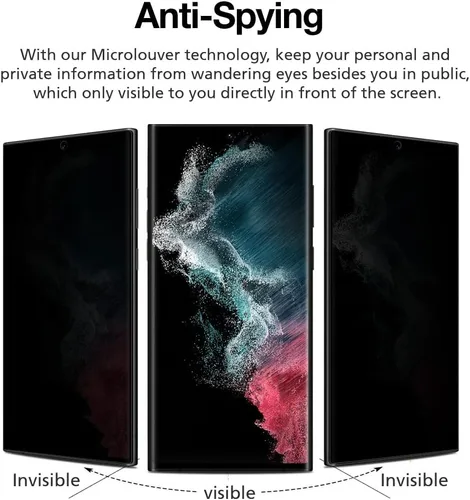 Miniatura 3 de Paquete de 2 protectores de pantalla de privacidad para Galaxy S22 Ultra, protector de pantalla híbrido EPU PET antiespía, compatible con huellas