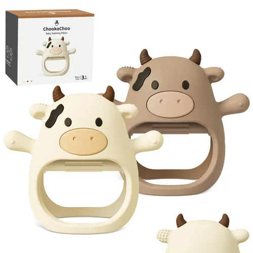 Miniatura 9 de ChooKaChoo Paquete de 2 juguetes de dentición para bebés durante más de 3 meses, guantes de dentición de silicona de grado alimenticio, mordedores