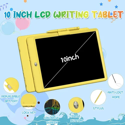 Miniatura 2 de Tableta de escritura LCD para niños de 10 pulgadas, almohadilla de dibujo reutilizable y borrable, tablero de escritura electrónico para niños