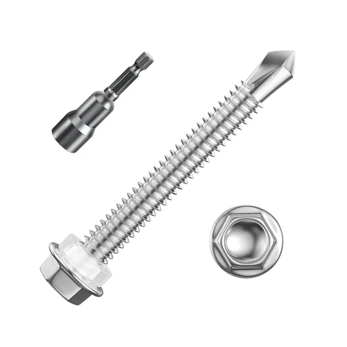 Miniatura 11 de Wensilon (250Pcs) #8×1" Tornillos autoperforantes de cabeza hexagonal con arandela, tornillos de acero inoxidable 410 para chapa metálica, tornillos