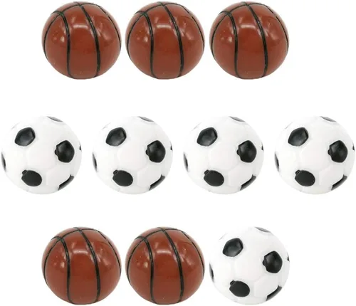 Kisangel Juego de 10 piezas de resina deportiva de fútbol, casa de muñecas de fútbol, mini juego de baloncesto para casa de muñecas, suministros en