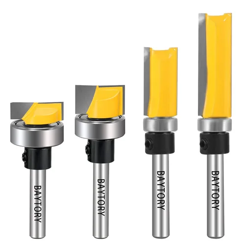 BAYTORY Juego de brocas de carburo de corte al ras con vástago de 1/4 de pulgada, 2 brocas de mortaje de carburo de 1/2 pulgadas y 2 brocas de