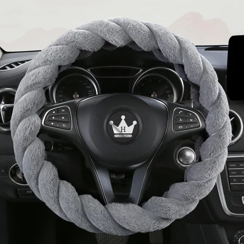 Miniatura 9 de HighnessHwoo Funda para volante de coche de felpa suave y lujosa de invierno para mujeres, accesorios automotrices cálidos y lindos para vehículos
