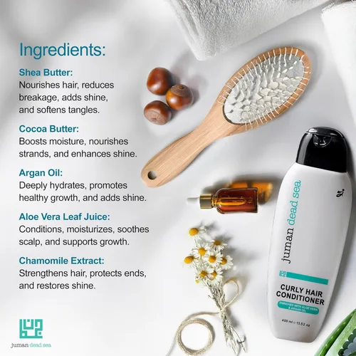 Miniatura 6 de Juman Acondicionador sin enjuague para cabello rizado, enriquecido con extractos de plantas esenciales y aceite de argán, acondicionador hidratante