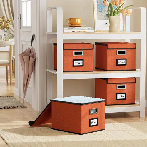 Miniatura 2 de Caja organizadora de archivos con tapa, organizador de carpetas de archivos plegable para almacenamiento de documentos de oficina, caja de archivos