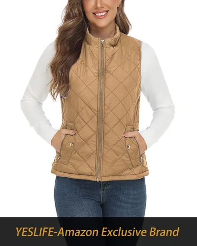 Miniatura 3 de YESLIFE Chaleco acolchado para mujer 2024 con un bolsillo interior, chaleco acolchado ligero con cuello alto para mujer