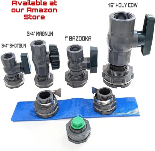 Miniatura 8 de Kit de espiga de válvula de bola de PVC de puerto completo de 1 pulgada con montaje de mamparo + adaptador de manguera..