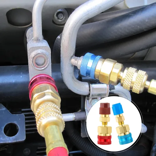 Miniatura 6 de Kit de adaptador R1234YF, adaptador de acoplador rápido R1234YF a R134A, acoplador rápido de lado alto/bajo, adaptador de manguera de carga de CA