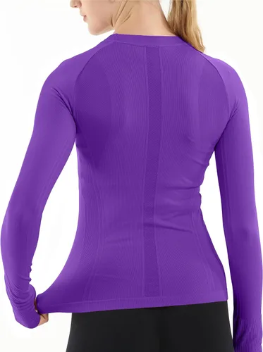 Miniatura 2 de MathCat - Camisetas de entrenamiento sin costuras para mujer, camisetas de yoga de manga larga, camiseta deportiva para correr, camiseta atlética