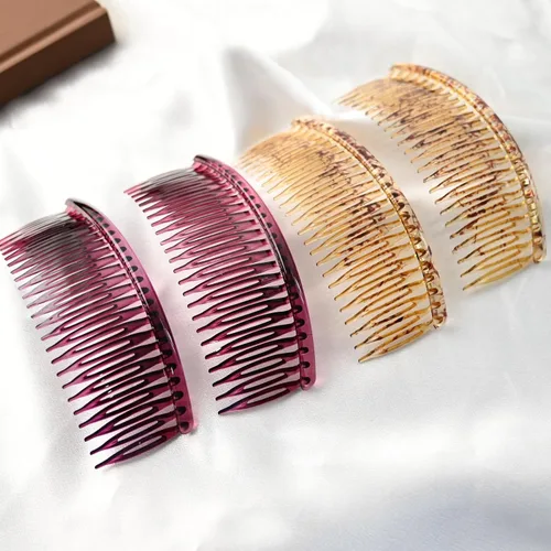 Miniatura 8 de Peine lateral de plástico para el cabello, juego de peines laterales de pelo francés rosa, peine giratorio de plástico, accesorios para niñas