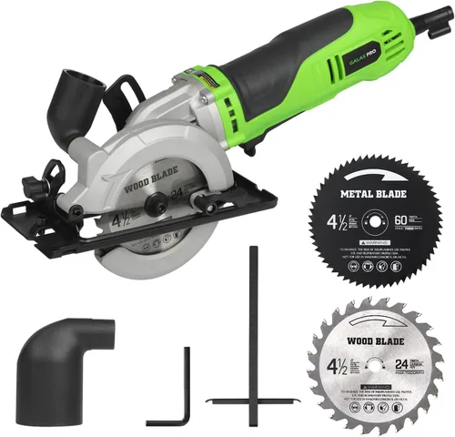Miniatura 2 de GALAX PRO Mini sierra circular de 710 W, 3 hojas de sierra (4.528 in), sierra circular eléctrica de 5200 RPM, profundidad de corte de 1-2/3 pulgadas