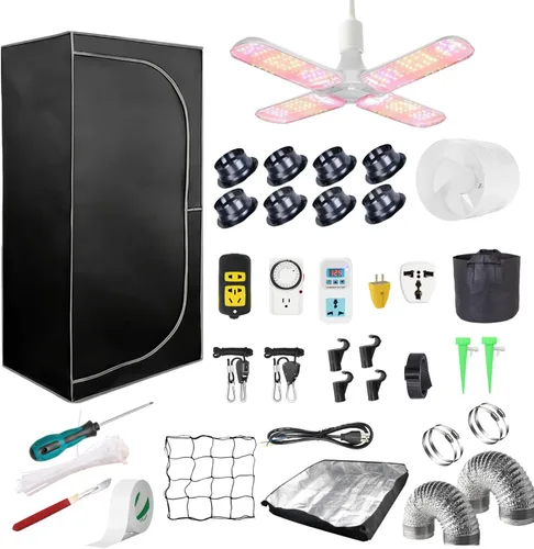Miniatura 10 de Kit completo de tienda de cultivo Mylar 2x2 Kit de tienda de cultivo 24"x24"x55" Habitación de cultivo de plantas de interior LED Luz de crecimiento