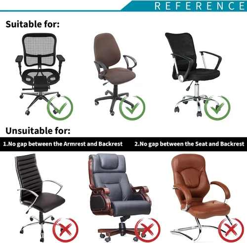 Miniatura 7 de Tatuo Funda para silla de computadora, funda de asiento de oficina con reposabrazos y respaldo, protector elástico elástico para silla giratorio