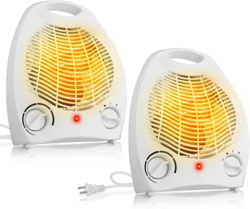Aurelema Calentador de espacio pequeño de 2 piezas de 1500 W, calentador eléctrico personal con 3 modos, protección contra sobrecalentamiento,