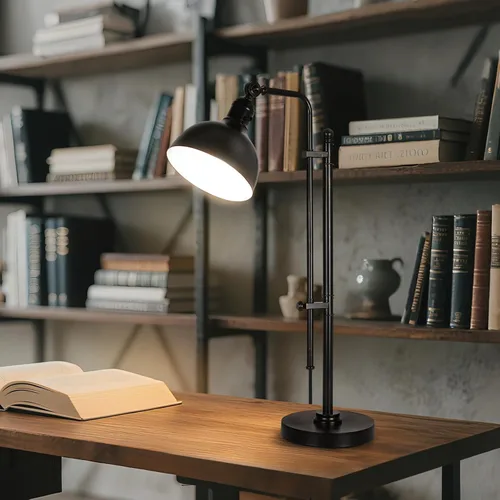 Miniatura 4 de PARTPHONER Lámpara de escritorio ajustable industrial para oficina en casa, lámpara de mesa de granja de 29 a 38 pulgadas, lámpara de escritorio