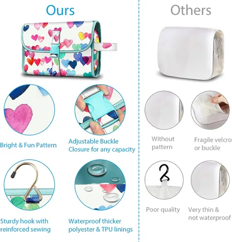 Miniatura 4 de Fintie Bolsa de viaje portátil para artículos de aseo personal, grande, resistente al agua, organizador de maquillaje, bolsa de almacenamiento