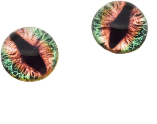 Miniatura 2 de Juego de 2 esculturas de cristal de media esfera con diseño de dragón verde y naranja