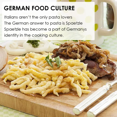 Miniatura 9 de KEISSCO Tapa de acero inoxidable para hacer Spaetzle con raspador - Tradicional máquina alemana para hacer fideos de huevo, olla para espaguetis