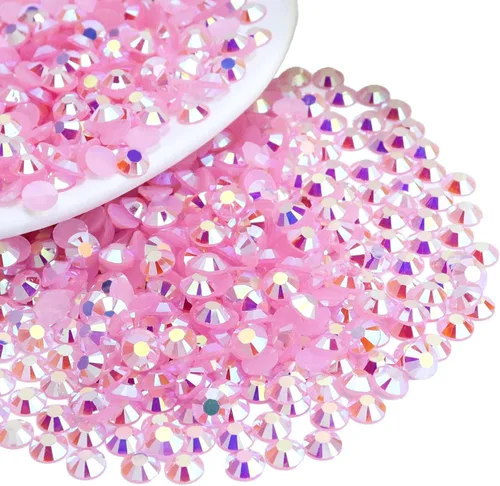 Miniatura 10 de 2000 piezas de brillantes de resina con parte trasera plana de 4 mm, brillantes de resina de gel AB azul claro/azul cielo para tazas, botellas, Azul