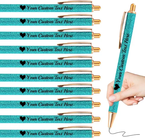 Miniatura 32 de Bolígrafos personalizados con purpurina con nombre a granel, 10 unidades, bolígrafos personalizados con punta de lápiz digital para mujeres y niñas