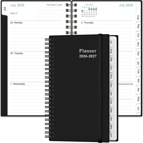 Agenda de bolsillo 2026 - Agenda semanal y mensual 2026 de enero de 2026 a diciembre de 2026, pestañas de 12 meses, 3.75 x 6.75 pulgadas, verde