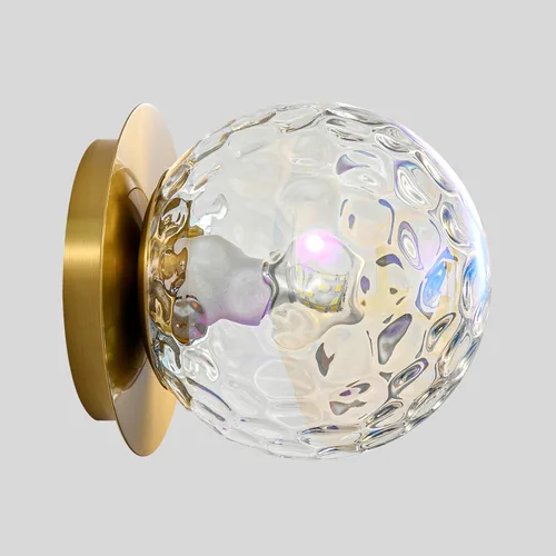 Miniatura 21 de Aplique de pared moderno de globo de vidrio: Luz de apliques esféricos dorados - Accesorio de luces de bola individual de latón pequeño para tocador