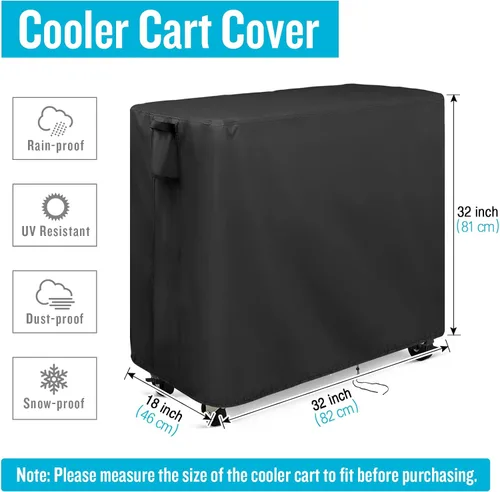 Miniatura 3 de Kingling Funda para carrito refrigerante para patio de 65-80 Quqrt, cubierta impermeable para carrito enfriador de aire libre con ruedas, cubierta