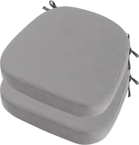 Miniatura 22 de idee-home Juego de 2 cojines para sillas de exterior, 17 x 17 pulgadas de grosor, en forma de D, cojines de asiento impermeables con lazos