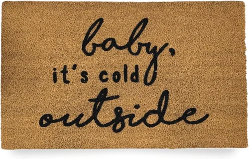 Nickel Designs Christmas Doormat, Heavy Duty Natural Coir Fibers, UV Resistant, Winter Front Porch Decor, Christmas Theme (Standard 18x30 inches)