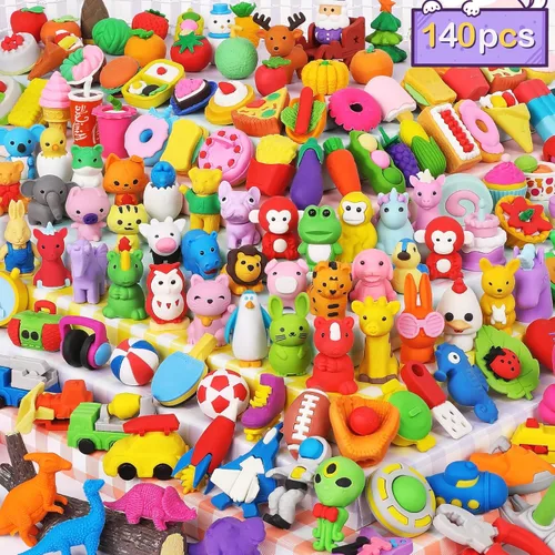 Miniatura 13 de Arscniek Paquete de 40 gomas de borrar 3D para rompecabezas de animales y alimentos para niños, gomas de borrar de lápiz mini desmontables