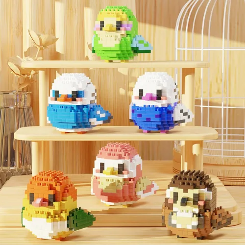 Miniatura 7 de Bibilock Cute Parrot - Juego de bloques de construcción de microbloques de construcción, 12 piezas de mini ladrillos de la serie de pájaros