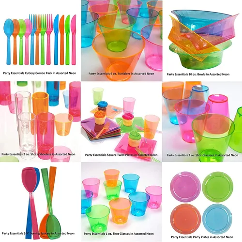Miniatura 5 de Party Essentials Vasos de plástico suave de 12 onzas para fiesta, 40 unidades, neón surtido