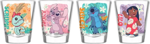 Miniatura 6 de Silver Buffalo Disney Princess con Blancanieves, Cenicienta, Ariel y Belle, paquete de 4 mini vasos, 1.5 onzas Disney Princesas Retrato