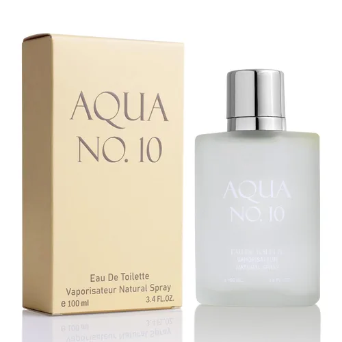Aqua No 10 Eau De Toilette para hombre, fragancia cítrica y marina, notas superiores de lima, limón, bergamota, jazmín, naranja y neroli - Notas