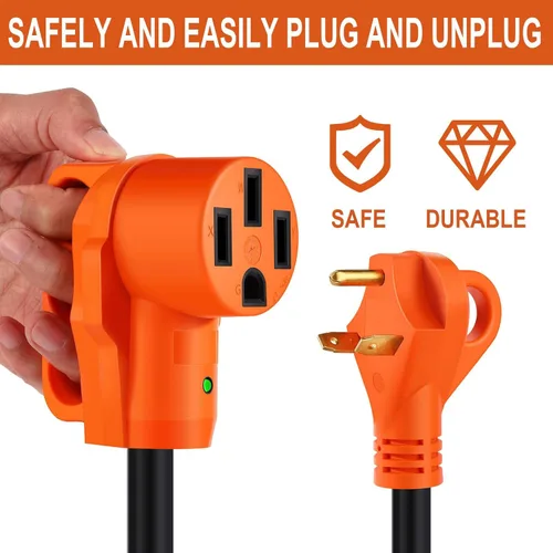 Miniatura 5 de Cable adaptador para RV de 30 amperios a 50 amperios, adaptador de corriente eléctrica NEMA TT-30P a NEMA 14-50R con indicador de alimentación LED
