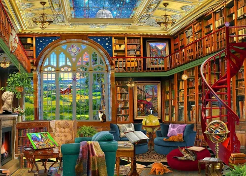 Miniatura 2 de Ceaco - David Maclean - Biblioteca del país - Rompecabezas de 1000 piezas
