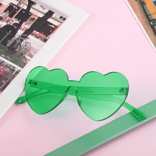Miniatura 5 de Maxdot - Lentes de sol transparentes sin marco con forma de corazón para fiestas