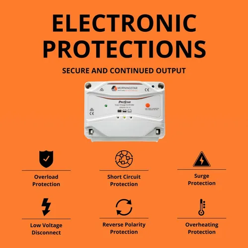 Miniatura 3 de Morningstar Prostar 30A PWM Controlador de carga solar (PS-30) – Regulador de panel solar inteligente, compatible con baterías de litio LA/12V/24V