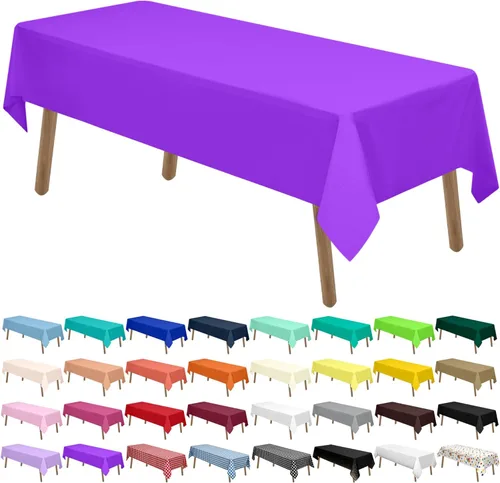 Miniatura 15 de Manteles de Plástico Azul Claro Paquete de 2 Cubiertas de Mesa Desechables 54 x 108 Pulgadas Manteles para Baby Shower Fiesta PEVA Manteles Azul